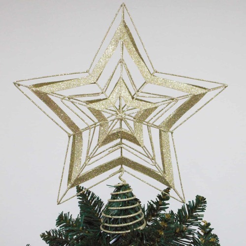 CHAMPAGNE GLITTER TREE TOPPER STAR  215mm 