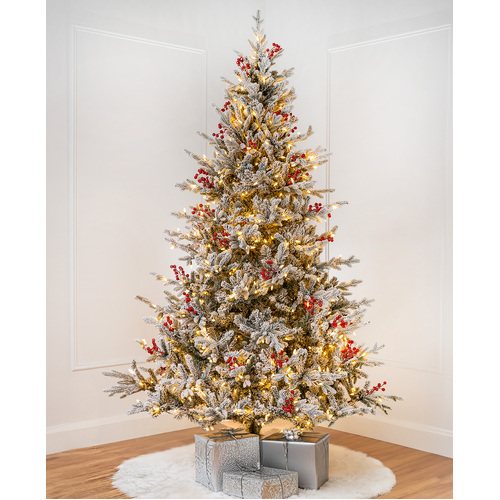 Alaskan Winter Flocked Pine Pre-Lit Christmas Tree