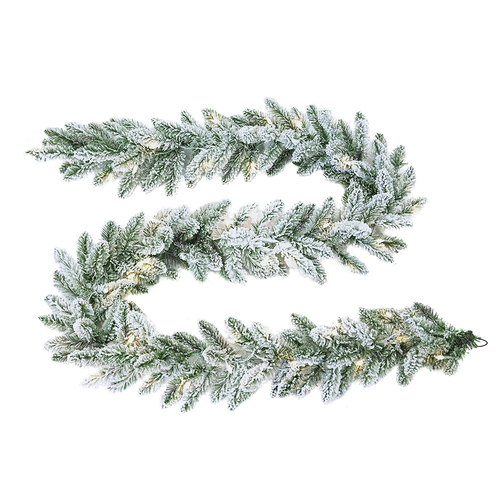 Snowy Flocked Pre-Lit Garland 2.74m