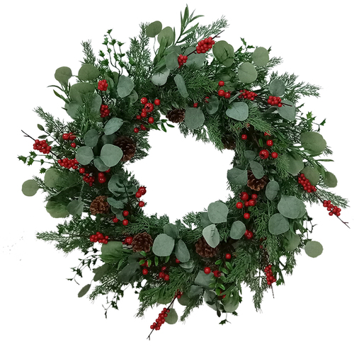 Eucalyptus Evergreen Wreath 71cm Green Pre Decorated
