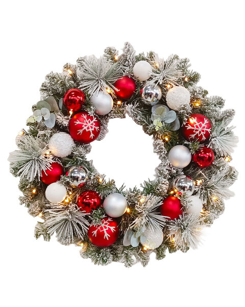The Vancouver Pre Decorated Flocked Wreath Pre-Lit Battery-60cm