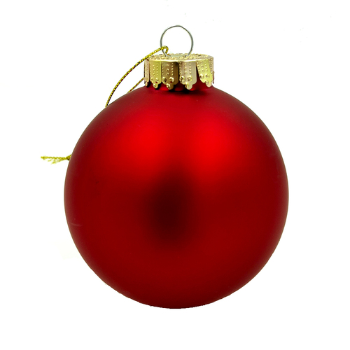 Glass Christmas Bauble Single Red Matt 80mm