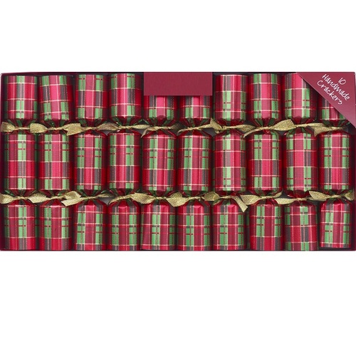 Christmas Tartan Bon Bons Pack Of 10 With Novelty Toys / Games