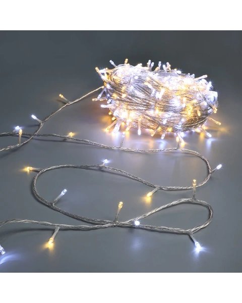 520 LED Fairy Light Chain - Clear Cable Warm White / White