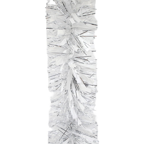 5m WHITE SILVER Mix Christmas Tinsel 100mm wide