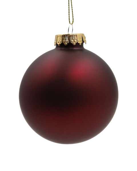 Glass Christmas Bauble Single Burgundy Red Matt 80mm