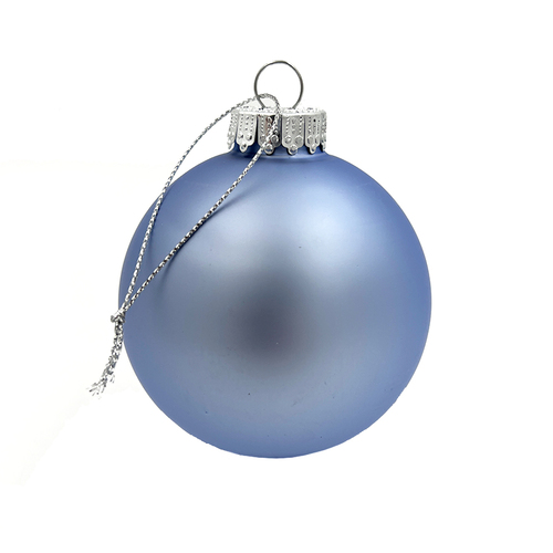 Glass Christmas Bauble single Baby Blue Matt 80mm