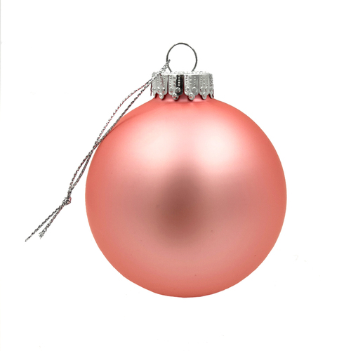 Glass Christmas Bauble single Baby Pink Matt 80mm