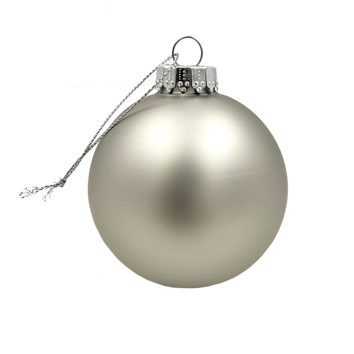 Glass Christmas Bauble single Silver Matt 80mm