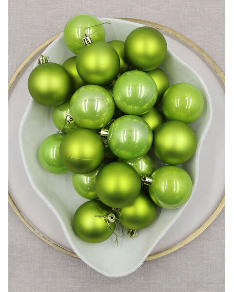 APPLE GREEN Christmas Baubles 60mm Pearl Matt