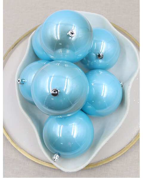Baby Blue Christmas Baubles Pearl 100mm