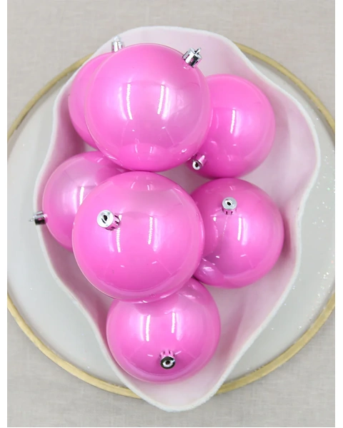 Baby Pink Christmas Baubles 80mm Pearl Packs