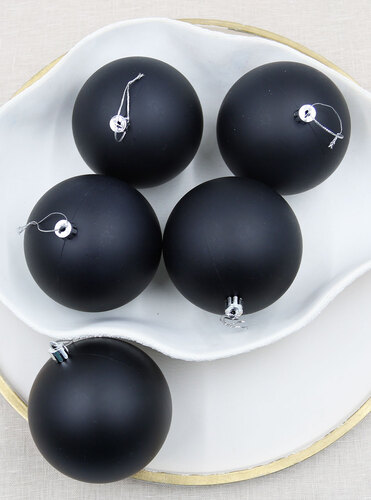 BLACK Christmas Baubles 100mm 24 Balls Matt