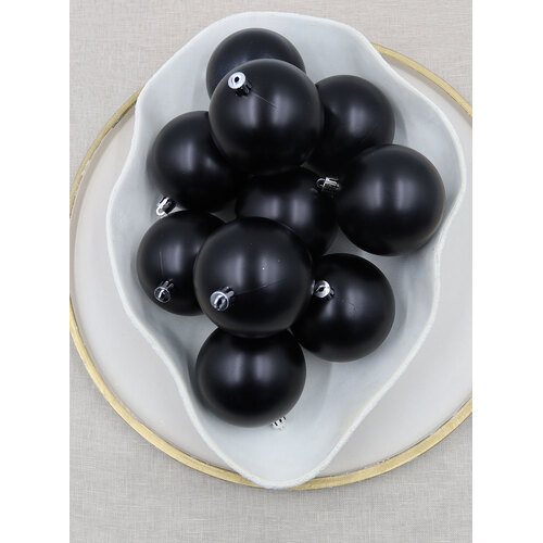 Black Christmas Baubles 80mm Matt Packs