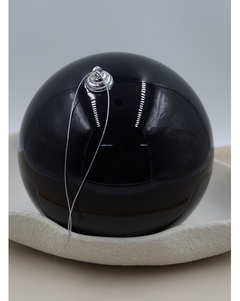 BLACK Christmas Baubles Pearl 200mm 4 Pack