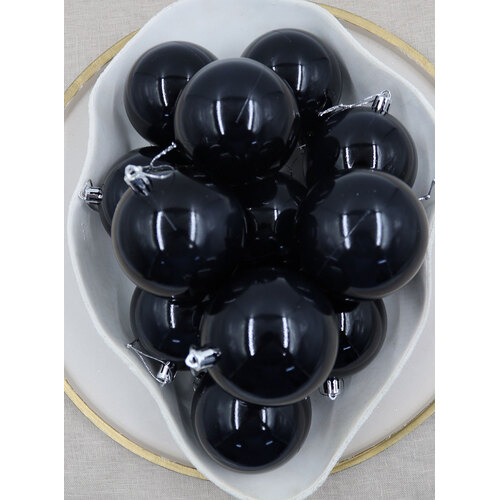 Black Christmas Baubles 80mm Gloss Packs