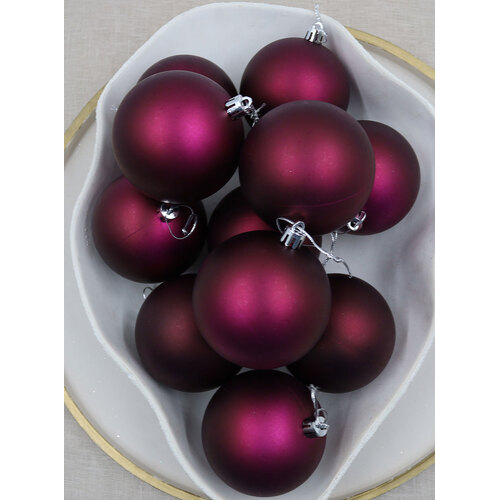 Burgundy Christmas Baubles 80mm Matt 24 and 48 Pack