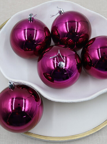 BURGUNDY Christmas Baubles 24 Gloss 100mm