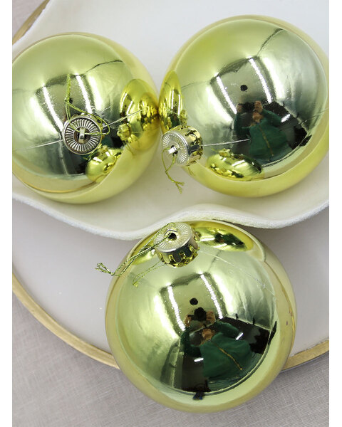 150mm Christmas Baubles GOLD 3 Balls Gloss