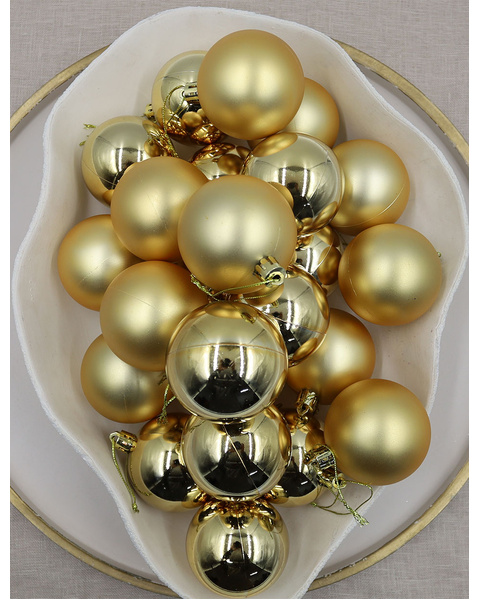 GOLD Christmas Baubles 70mm Gloss Matt 24 Pack