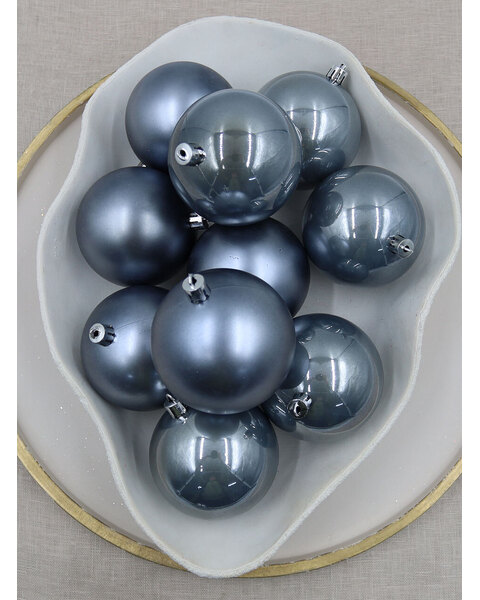 GREY Christmas Baubles 80mm Pearl Matt 24 & 48 Packs