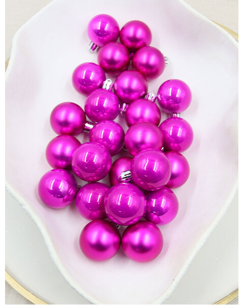 HOT PINK 40mm Christmas Baubles Pearl Matt 24 pack