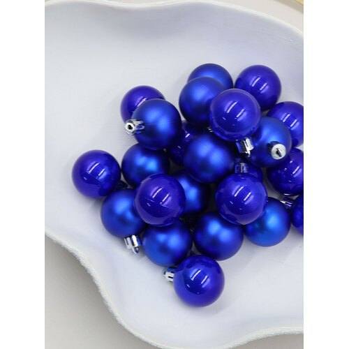 Royal Blue 40mm Christmas Baubles Pearl Matt 24 Pack
