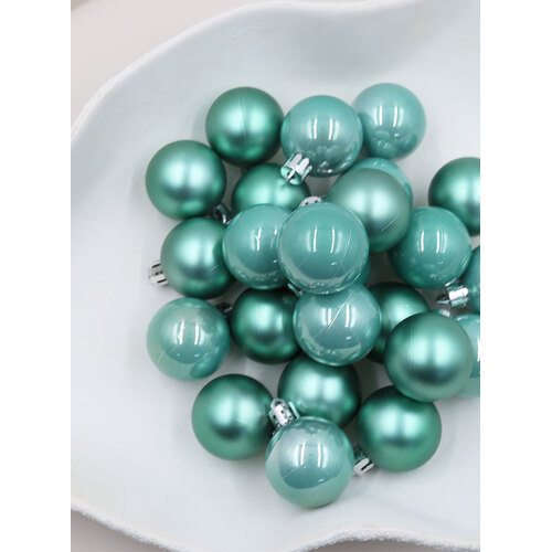 Mint 40mm Christmas Baubles Pearl Matt 24 Pack