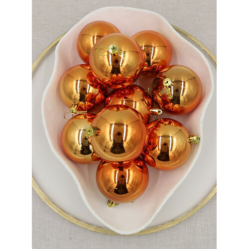  Orange Christmas Baubles 80mm 45 Baubles Gloss