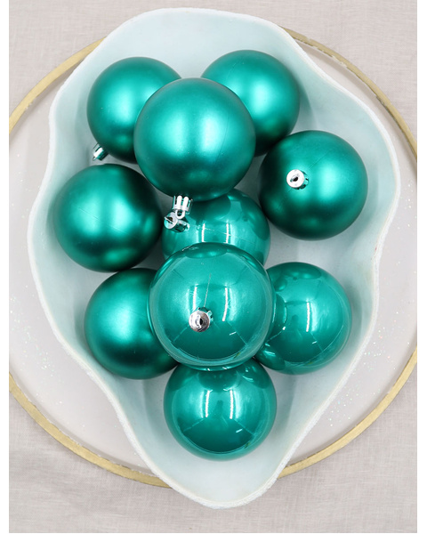 Peacock Christmas Baubles 80mm Pearl Matt