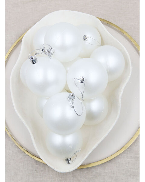 Pearl Christmas Baubles 80mm 6 Pack