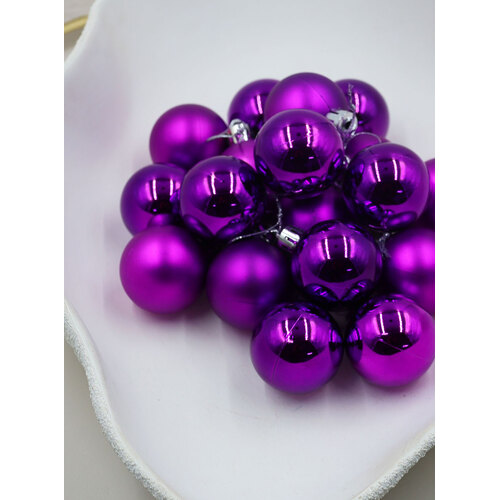 PURPLE 40mm Christmas Baubles Pearl Matt 24 pack