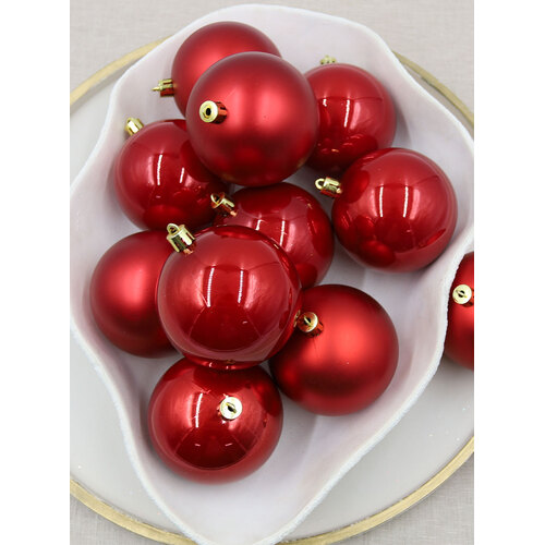 Red Christmas Baubles 80mm Pearl Matt 48 Pack