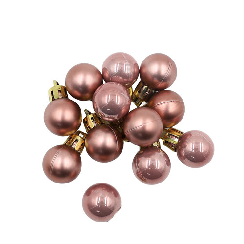 Rose Gold 20mm Christmas Baubles Pearl Matt 30 Pack