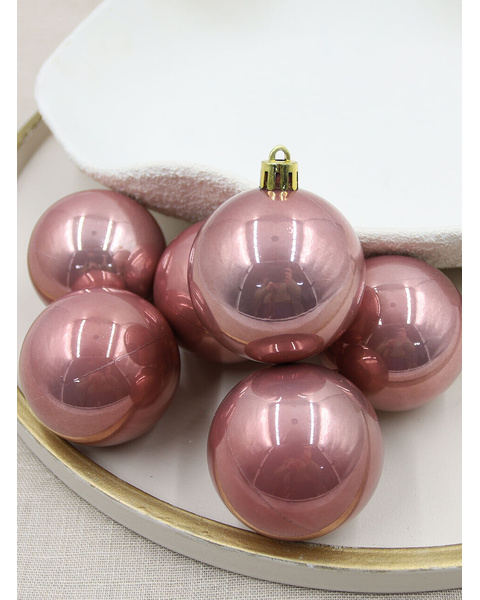ROSE GOLD Christmas Baubles Pearl 200mm 4 Pack