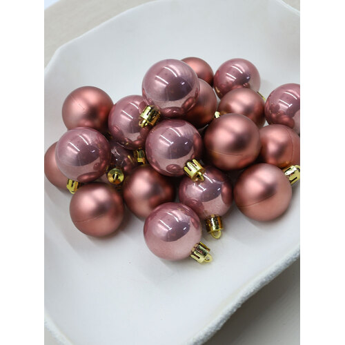 Rose Gold 40mm Christmas Baubles Pearl Matt 24 Pack