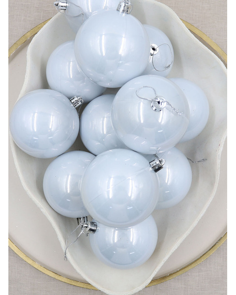 Silver Christmas Baubles 80mm Pearl 48 Pack
