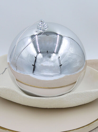 Silver 200mm Christmas Baubles Gloss 4 Pack