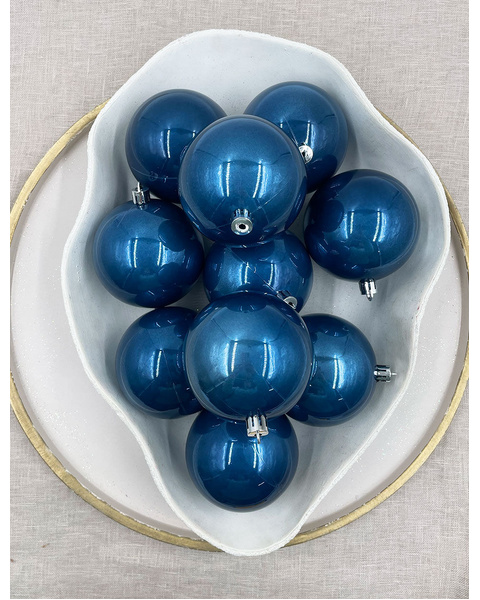 Steele Blue Christmas Baubles 60mm Pearl Packs