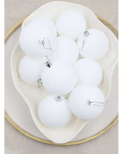 White Christmas Baubles 70mm Matt 6 Pack