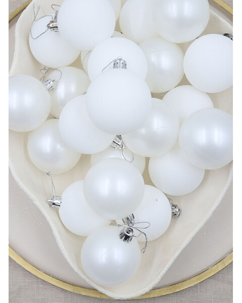 White Christmas Baubles 70mm Pearl Matt