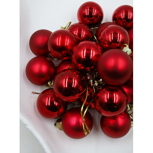 RED 40mm Christmas Baubles Gloss Matt 24 pack