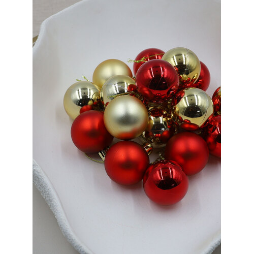 Red Gold 40mm Christmas Baubles Gloss Matt 24 pack