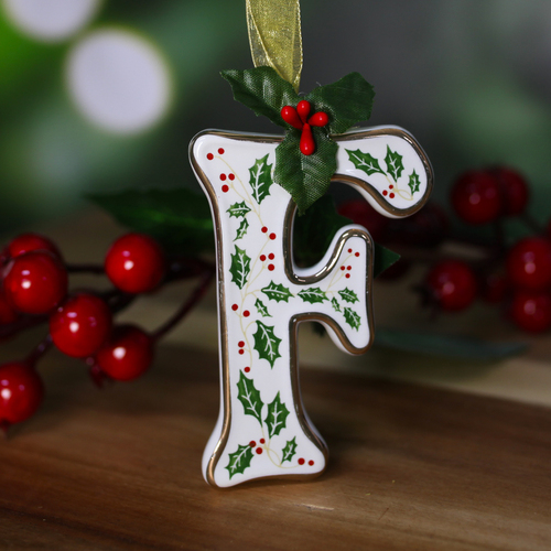 "F" Ceramic Christmas Letter