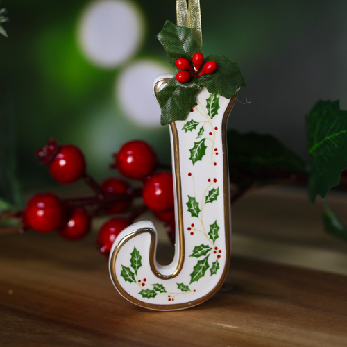 "J" Ceramic Christmas Letter