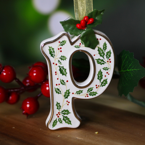 "P" Ceramic Christmas Letter