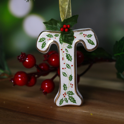 "T" Ceramic Christmas Letter
