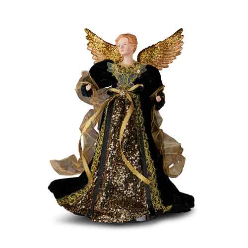 Black & Gold Angel Tree Topper 43cm
