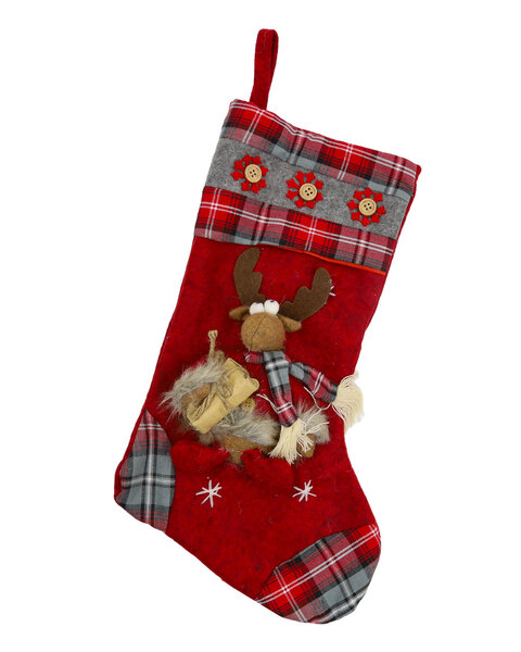 Country cousins moose stocking with snowflakes