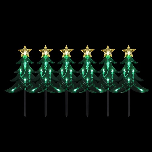 Christmas Tree Stakes LED Dual Power 2.25m Set of 6